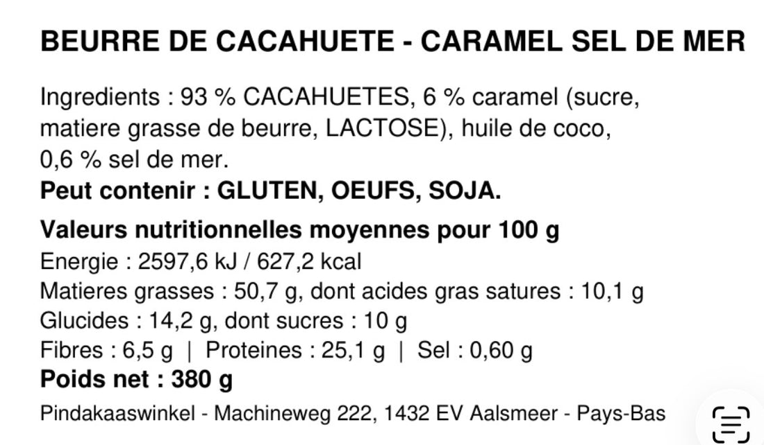 Beurre de cacahuète Caramel Sel de mer – 380 g