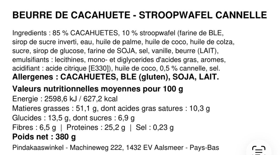 Beurre de cacahuète Stroopwafel Cannelle – 380 g